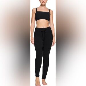 Skims Cozy Knit Drawstring Legging a Bralette Set Onyx Black XS/S